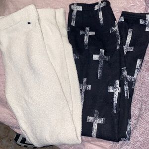 The white ones are brand new from American eagle. Size-L Cross leggings/ Size-M